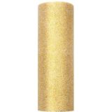 10x Glitter tule stof goud 15 cm breed - hobbyartikelen/knutselspullen