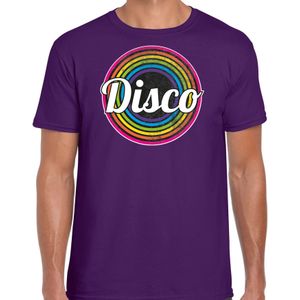 Bellatio Decorations Disco t-shirt heren - disco - paars - jaren 80/80's - carnaval/foute party