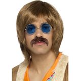 Toppers Hippie verkleed pruik, snor en bril setje voor heren