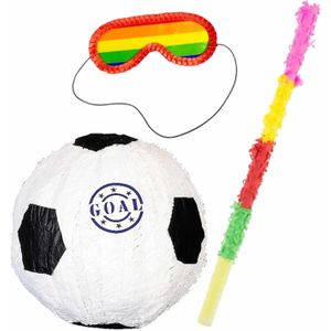 Pinata van een Voetbal set met masker en stok - Pinata 35 cm - Feestartikelen voor een verjaardag