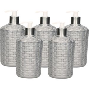 10x Zeep pompjes zilver geweven - 16 cm - Zeeppompjes/zeepdispensers - Badkamer, toilet en keuken