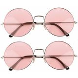 Faram Party - Hippie XL bril - 2 stuks - met grote glazen - roze