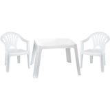 Kunststof kinder meubel set tafel met 2 stoelen wit - Knutseltafel - Spelletjestafel