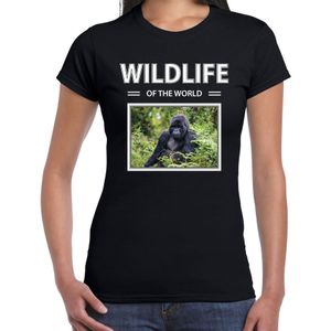Dieren foto t-shirt Gorilla aap - zwart - dames - wildlife of the world - cadeau shirt Gorillas liefhebber