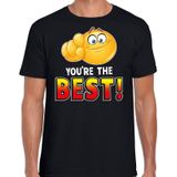 Funny emoticon t-shirt youre the best zwart voor heren -  Fun / cadeau shirt