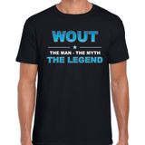 Naam cadeau Wout - The man, The myth the legend t-shirt  zwart voor heren - Cadeau shirt voor o.a verjaardag/ vaderdag/ pensioen/ geslaagd/ bedankt