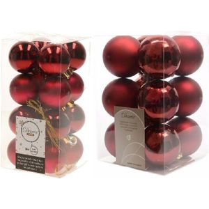 Kerstversiering kunststof kerstballen donkerrood 4-6 cm pakket van 40x stuks - Kerstboomversiering