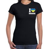 I love Ukraine t-shirt zwart op borst voor dames - Oekraine landen shirt - supporter kleding