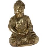 H&amp;amp;S collection Boeddha beeld Gold - kunststeen - antiek goud - 29 x 25 x 42 cm - home deco en tuin beelden