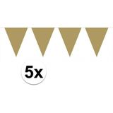 5x vlaggenlijn / slinger goud 10 meter - totaal 50 meter - slingers