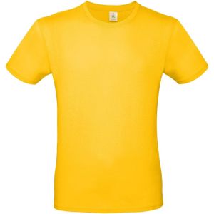 Set van 3x stuks geel basic t-shirt met ronde hals voor heren - katoen - 145 grams - gele shirts / kleding, maat: S (48)