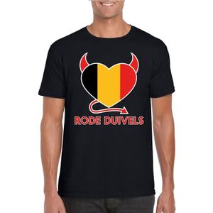 Zwart Belgie duivels hart supporter shirt heren