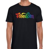 Gay pride Freedom t-shirt - zwart regenboog shirt voor heren - Gay pride
