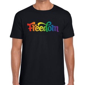 Gay pride Freedom t-shirt - zwart regenboog shirt voor heren - Gay pride