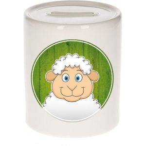 Vrolijke schaap dieren spaarpot 9 cm - schapen - spaarpotten voor kinderen