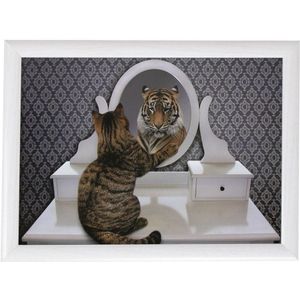 Schootkussen/laptray grappige kat/tijger print 43 x 33 cm - Schoottafel - Dienblad voor op schoot