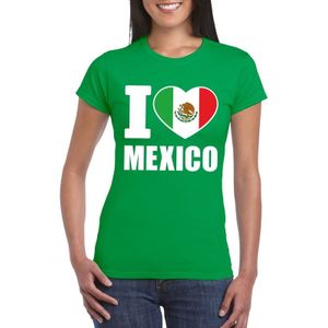 Groen I love Mexico supporter shirt dames - Mexicaans t-shirt dames