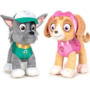 Paw Patrol knuffels setje van 2x karakters Rocky en Skye 27 cm - Kinder speelgoed hondjes cadeau