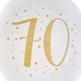 Santex verjaardag leeftijd ballonnen 70 jaar - 24x stuks - wit/goud - 23 cm - Feestartikelen