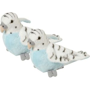 2x stuks pluche blauwe grasparkiet knuffel 16 cm - Tropische vogels knuffels