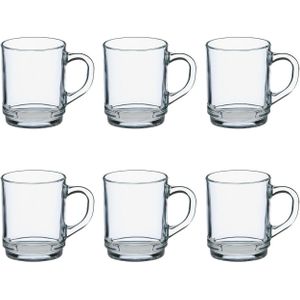 6x Theeglazen/koffieglazen transparant glas met inhoud 260 ml