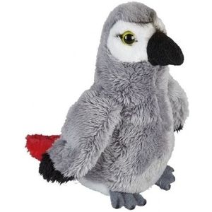 Pluche grijze roodstaartpapegaai knuffel 15 cm - Papegaaien vogel knuffels - Speelgoed voor kinderen