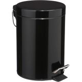 MSV Badkamer accessoires set - zwart - metaal - pedaalemmer 3L en toiletborstel in houder