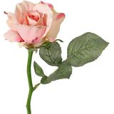 Topart Kunstbloem roos de luxe - 5x - roze - 30 cm - kunststof steel - decoratie