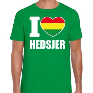 Carnaval t-shirt I love Hedsjer voor heren - groen - Heerlen - Carnavalshirt / verkleedkleding