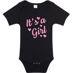 Its a girl gender reveal cadeau tekst baby rompertje zwart meisjes - Kraamcadeau - Babykleding