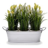 Arte r Plantenpot/bloempot teil- 3x - zink - wit - L32,5 x D10,5 x H11 cm