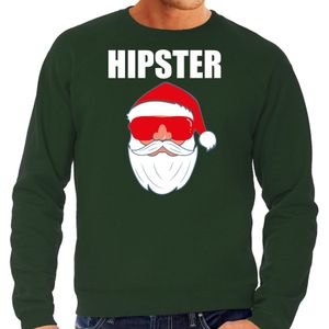 Foute Kerst sweater / Kerst trui Hipster Santa groen voor heren- Kerstkleding / Christmas outfit