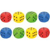 Set van 8x stuks speelgoed dobbelstenen van 4 x 4 cm - Dobbelspellen/spelletjes