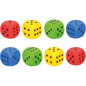 Set van 8x stuks speelgoed dobbelstenen van 4 x 4 cm - Dobbelspellen/spelletjes