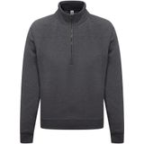 Donkergrijze fleece sweater/trui met rits kraag voor heren/volwassenen - Katoenen/polyester sweaters/truien