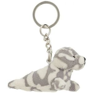 2x Pluche gevlekte zeehond knuffel sleutelhanger 8,5 cm - Speelgoed dieren sleutelhangers