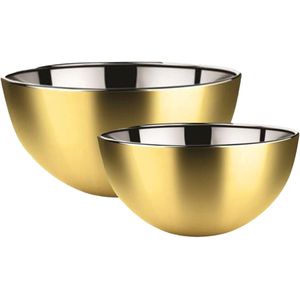 Svenska Living Voedsel serveer schalen set - 6x stuks - metallic goud - RVS - Dia 19/13 cm - keuken/tafel
