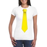 Wit t-shirt met gele stropdas dames