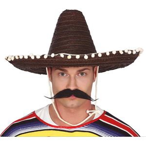 Guirca Mexicaanse Sombrero hoed voor heren - carnaval/verkleed accessoires - zwart - dia 50 cm
