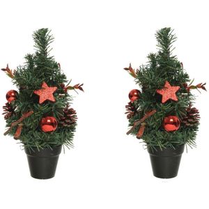 2x stuks mini kunst kerstbomen/kunstbomen met rode versiering 30 cm -  Miniboompjes/kleine kerstboompjes (cadeaus & gadgets) | € 19 bij  Shoppartners.nl | beslist.nl