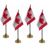 4x stuks Canada tafelvlaggetjes 10 x 15 cm met standaard - Canadese feestartikelen/versieringen