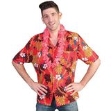 Rode Hawaii verkleed blouse met tropische print - Hawaii verkleedkleding shirts