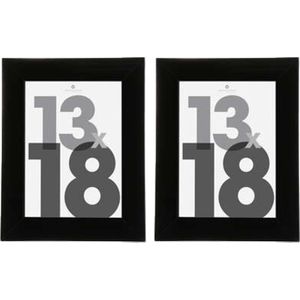 Atmosphera Fotolijstje Olympus - 2x - voor een foto van 13 x 18 cm - zwart - Kunststof/glas - Klassieker