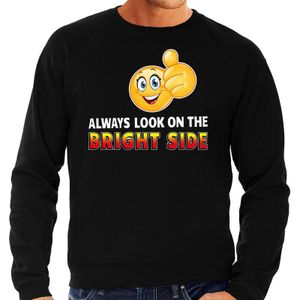 Funny emoticon sweater Always look on the bright side zwart voor heren - Fun / cadeau trui