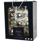 Decoris Kerstballen - 26 stuks - glas - zilver - 5-6-7 cm