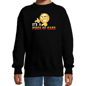 Funny emoticon sweater Piece of cake zwart voor kids - Fun / cadeau trui