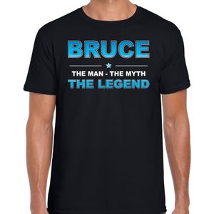 Naam cadeau Bruce - The man, The myth the legend t-shirt  zwart voor heren - Cadeau shirt voor o.a verjaardag/ vaderdag/ pensioen/ geslaagd/ bedankt