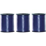 3x rollen blauw sier cadeau lint 500 meter x 5 milimeter - Feestartikelen en versiering