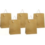 5x stuks luxe gouden papieren giftbags/tasjes met glitters 30 x 29 cm