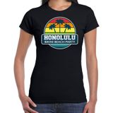 Honolulu zomer t-shirt / shirt Honolulu bikini beach party voor dames - zwart - Honolulu beach party outfit / vakantie kleding /  strandfeest shirt